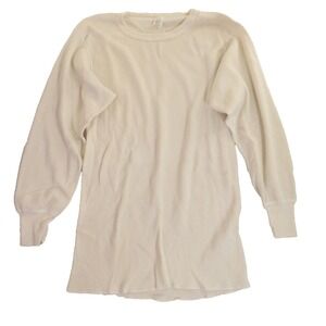 Morgan Mills Thermal Shirt Waffle‎ Knit Base Layer Cream Men XL